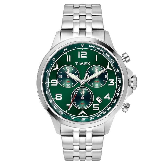 Timex Green Round Dial Analog Chronograph Men's Watch, TWEG25100