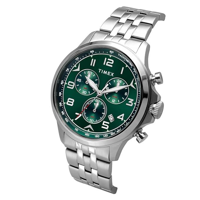 Timex Green Round Dial Analog Chronograph Men's Watch, TWEG25100