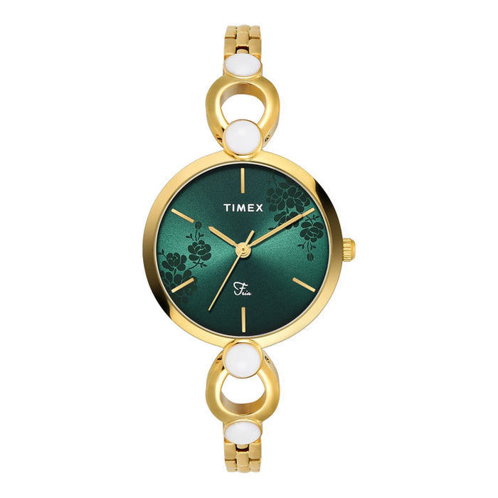 Timex Green Round Dial Analog Women's Watch, TWEL18109