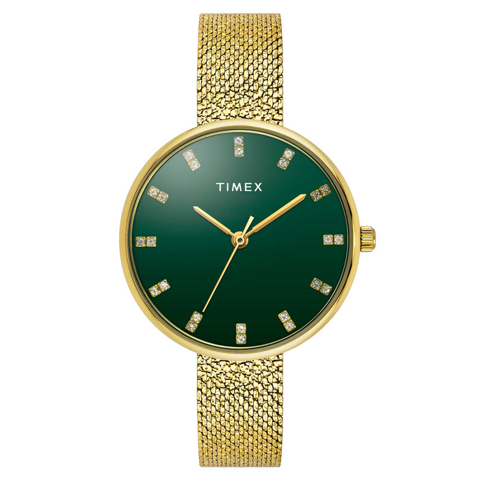 Timex Green Round Dial Analog Women's Watch, TWEL21501