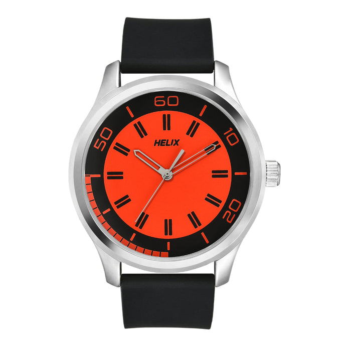 Timex Helix By Orange Round Analog Silicone Watch Men's Watch, TW043HG20
