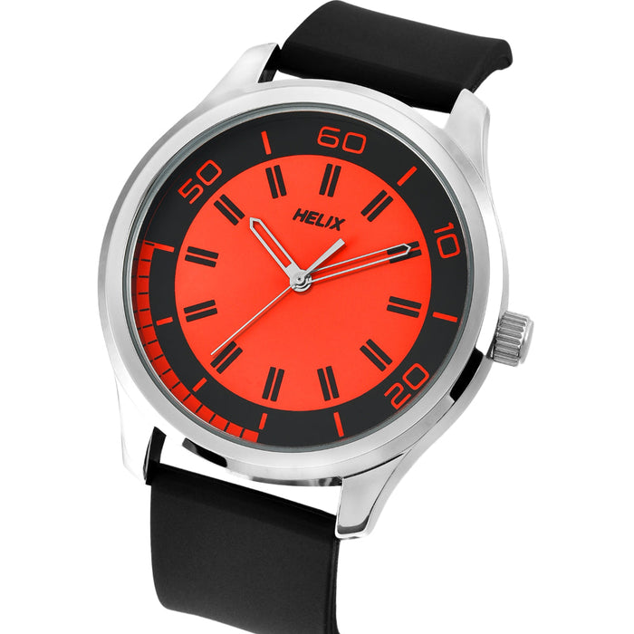 Timex Helix By Orange Round Analog Silicone Watch Men's Watch, TW043HG20