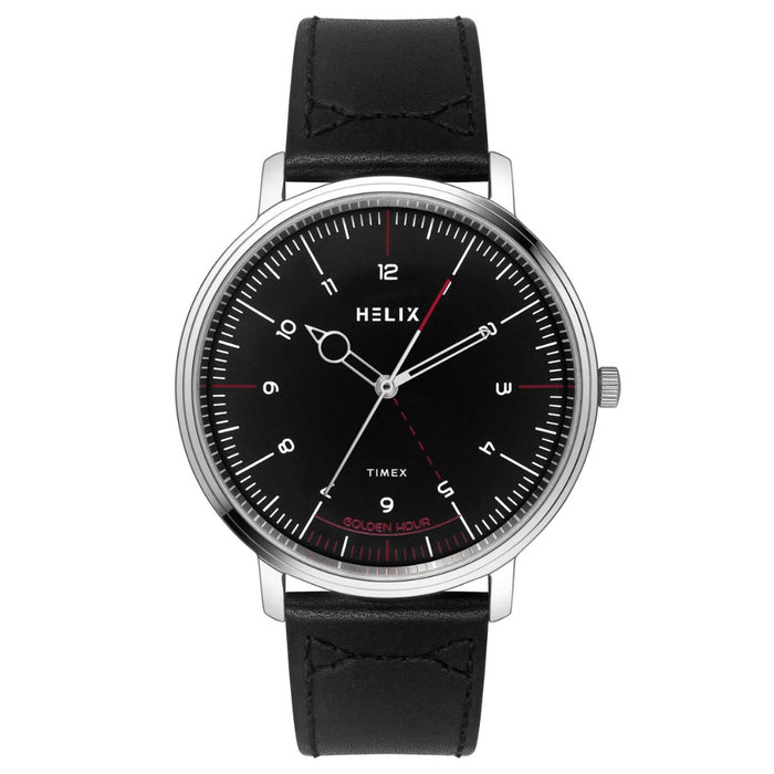Timex Helix By Timex Black Round Dial Analog Leather Men's Watch, TW056HG00