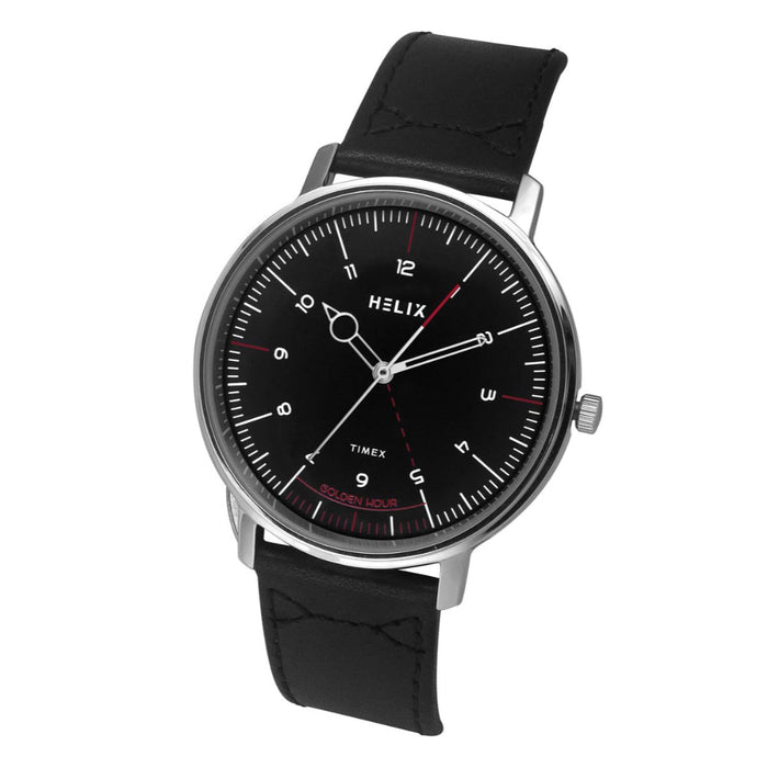 Timex Helix By Timex Black Round Dial Analog Leather Men's Watch, TW056HG00