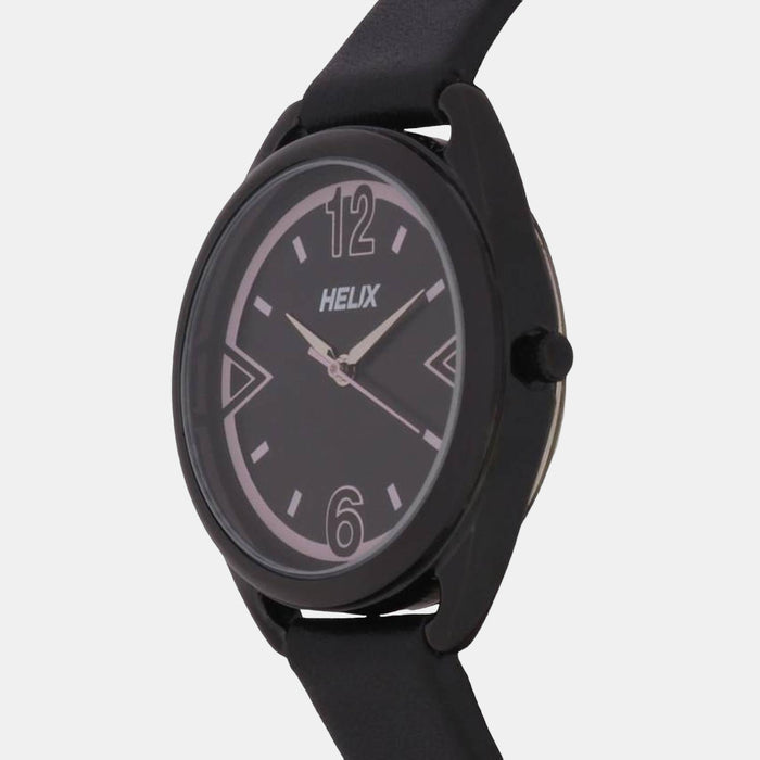 Timex Helix Quartz Black Dial Analog Leather Women's Watch, TW043HL09
