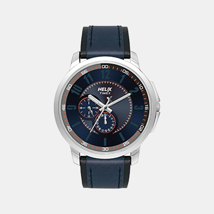Timex Helix Quartz Blue Dial Analog Leather Men's Watch, TW027HG09