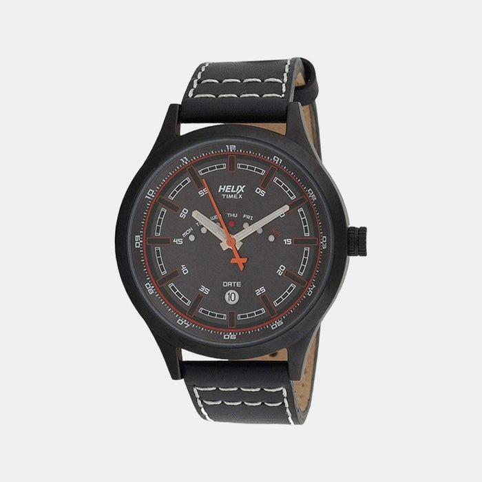 Timex Helix Quartz Grey Dial Analog Leather Men's Watch, TW003HG14