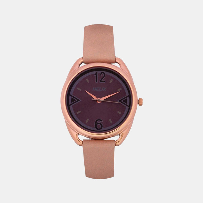 Timex Helix Quartz Purple Dial Analog Leather Women's Watch, TW043HL08
