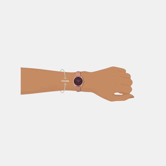 Timex Helix Quartz Purple Dial Analog Leather Women's Watch, TW043HL08