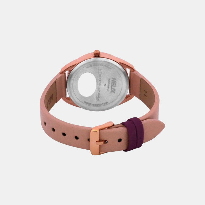 Timex Helix Quartz Purple Dial Analog Leather Women's Watch, TW043HL08