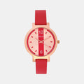Timex Helix Quartz Red Dial Analog Leather Women's Watch, TW041HL09