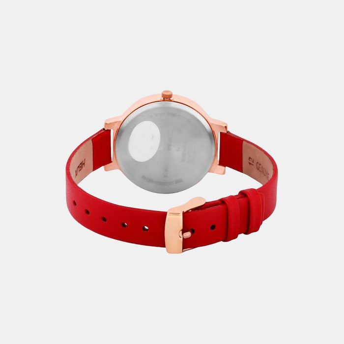 Timex Helix Quartz Red Dial Analog Leather Women's Watch, TW041HL09
