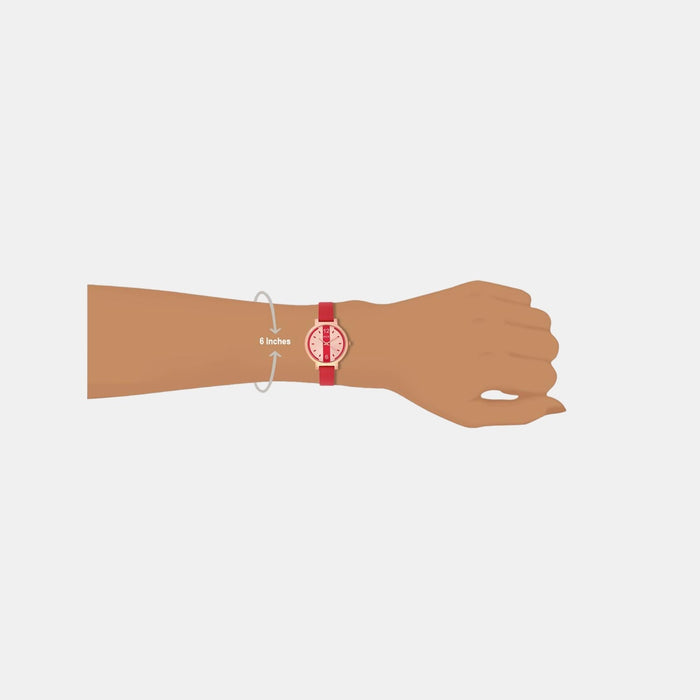 Timex Helix Quartz Red Dial Analog Leather Women's Watch, TW041HL09