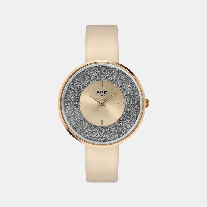 Timex Helix Quartz Rose Gold Dial Analog Leather Women's Watch, TW031HL08