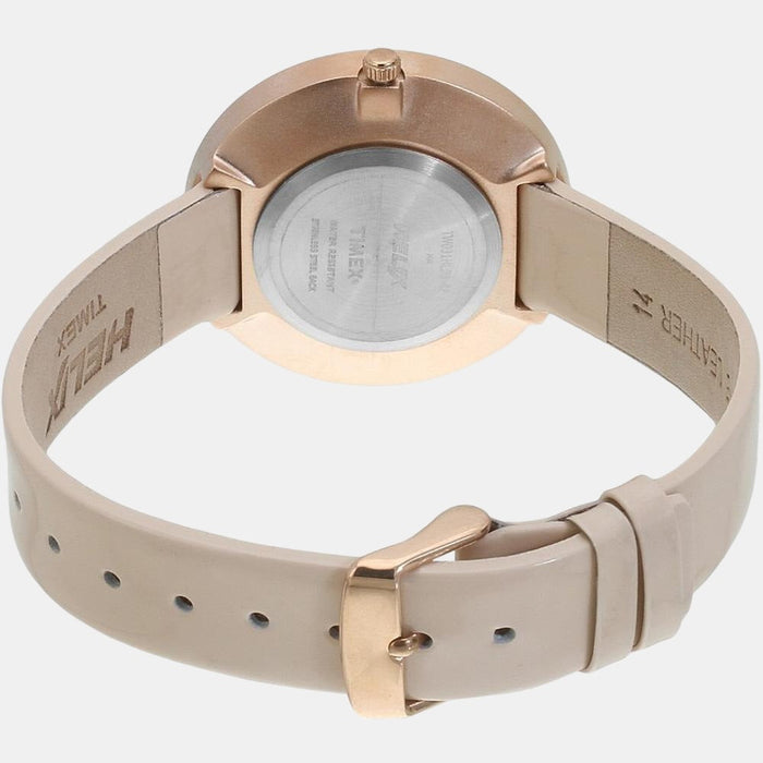 Timex Helix Quartz Rose Gold Dial Analog Leather Women's Watch, TW031HL08