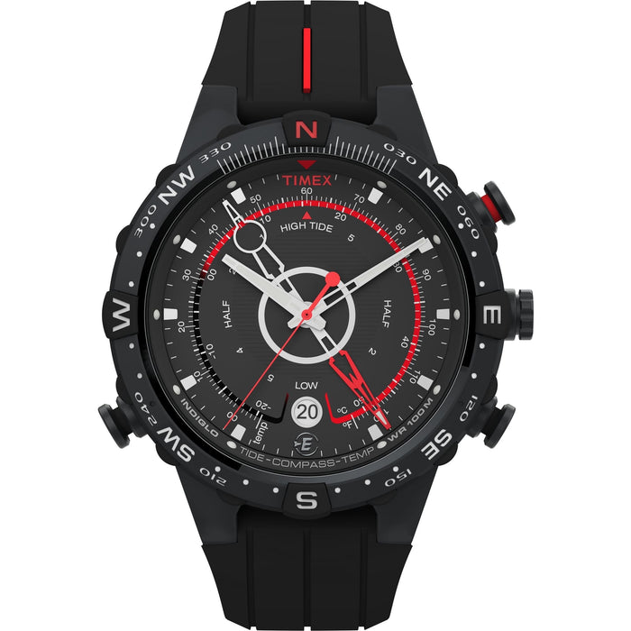 Timex Intelligent Quartz Tide Temp Compass 45mm Silicone Strap Men's Watch, T2N720UJ