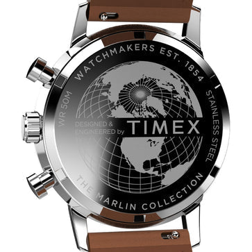 Timex Marlin Chronograph Tachymeter 40mm Leather Strap Men's Watch, TW2W10100UJ