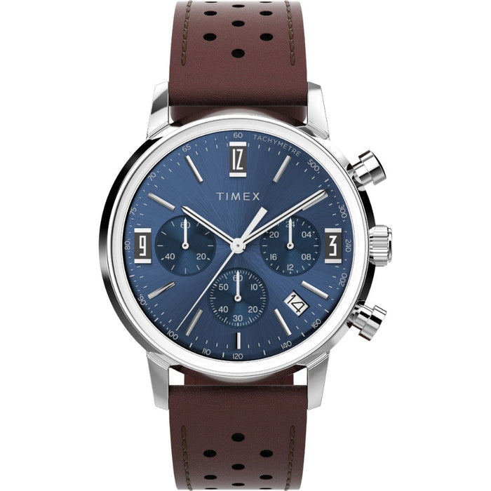 Timex Marlin Chronograph Tachymeter 40mm Leather Strap Men's Watch, TW2W10200UJ