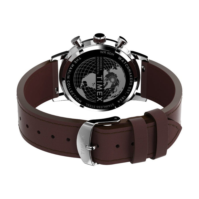 Timex Marlin Chronograph Tachymeter 40mm Leather Strap Men's Watch, TW2W10200UJ