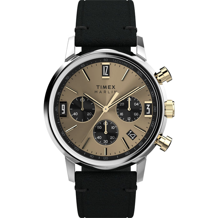 Timex Marlin Chronograph Tachymeter 40mm Leather Strap Men's Watch, TW2W60300UJ