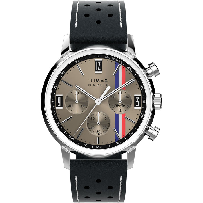 Timex Marlin Chronograph Tachymeter 40mm Leather Strap Men's Watch, TW2W98900UJ