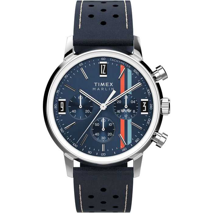 Timex Marlin Chronograph Tachymeter 40mm Leather Strap Men's Watch, TW2W99000UJ