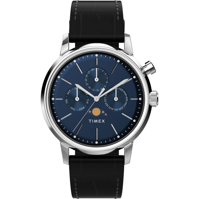 Timex Marlin Moon Phase 40mm Leather Strap Men's Watch, TW2W51200UJ
