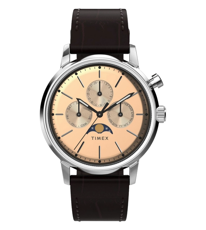Timex Marlin Rose Gold-Tone Round Dial Analog Moon Phase Men's Watch, TWEG26801