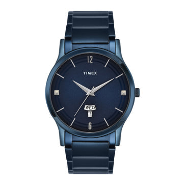 Timex Navy Blue Dial Analog Stainless Steel Men's Watch, TW000R460
