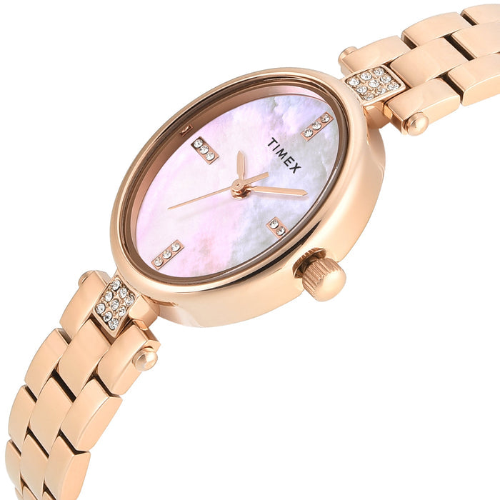 Timex Oval 23mm White Dial Analog Women's Watch, TWEL27200