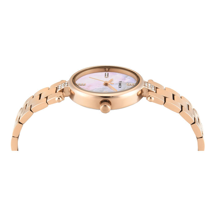 Timex Oval 23mm White Dial Analog Women's Watch, TWEL27200