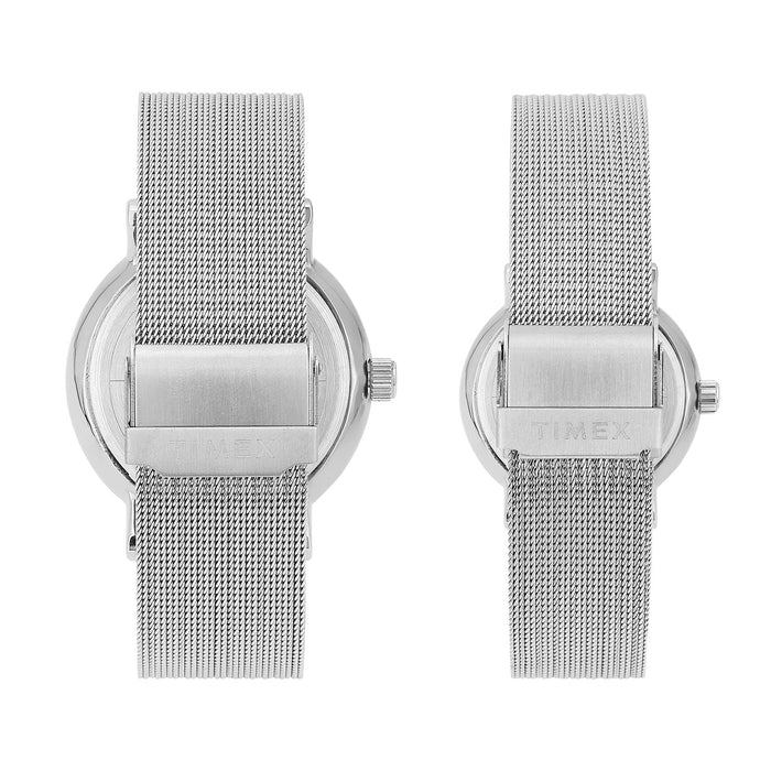 Timex Pairs Blue Round Dial Analog Couples Watch, TW00PR323
