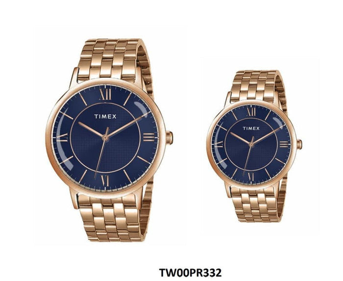Timex Pairs Blue Round Dial Analog Couples Watch, TW00PR332