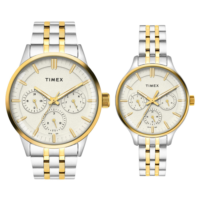 Timex Pairs Grey Round Dial Analog Couples Watch, TW00PR317