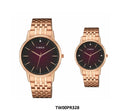 Timex Pairs Maroon Round Dial Analog Couples Watch, TW00PR328