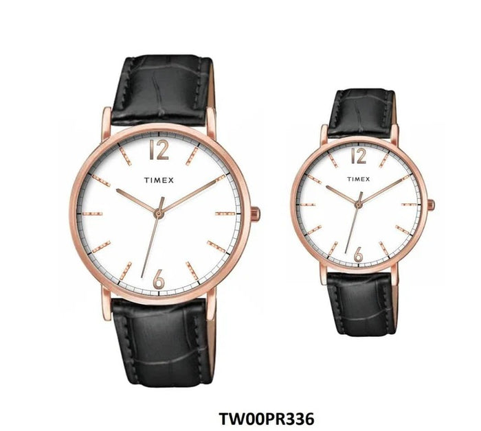 Timex Pairs White Round Dial Analog Couples Watch, TW00PR336