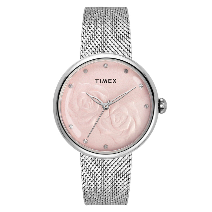 Timex Pink Round Dial Analog Women's Watch, TWEL19300