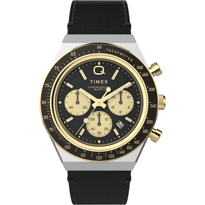 Timex Q-Timex Chronograph 40mm Leather Strap Men's Watch, TW2W64300UJ