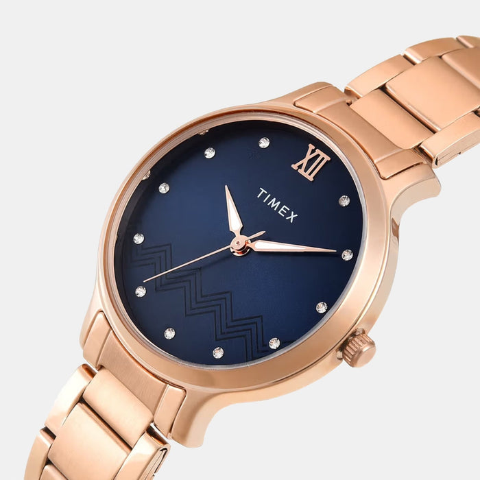 Timex Quartz Blue Dial Analog Stainless Steel Women's Watch, TWTL12310
