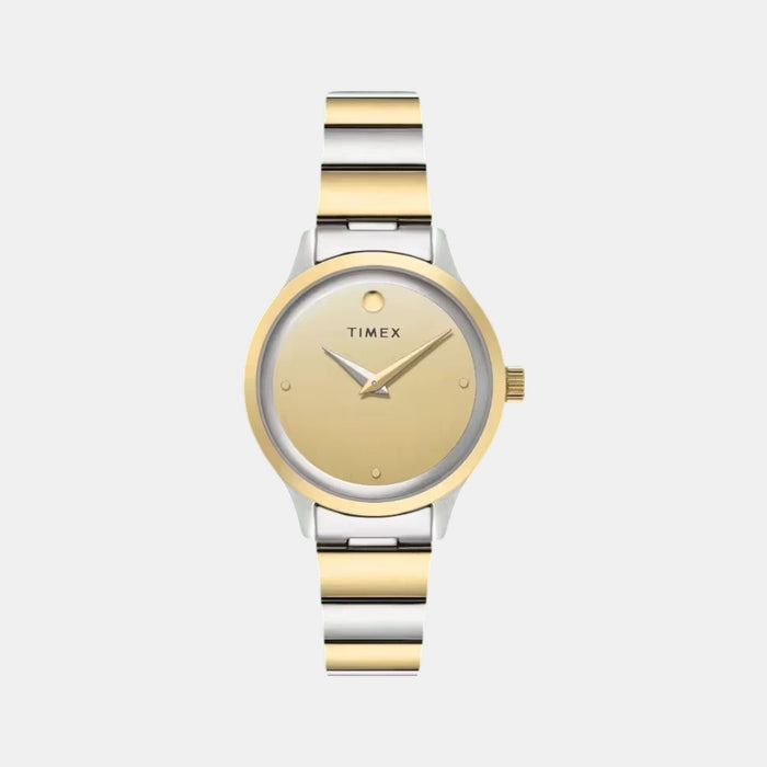 Timex Quartz Champagne Dial Analog Stainless Steel Women's Watch, TWTL13701