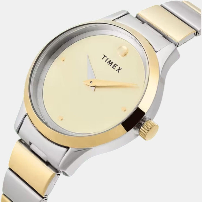 Timex Quartz Champagne Dial Analog Stainless Steel Women's Watch, TWTL13701