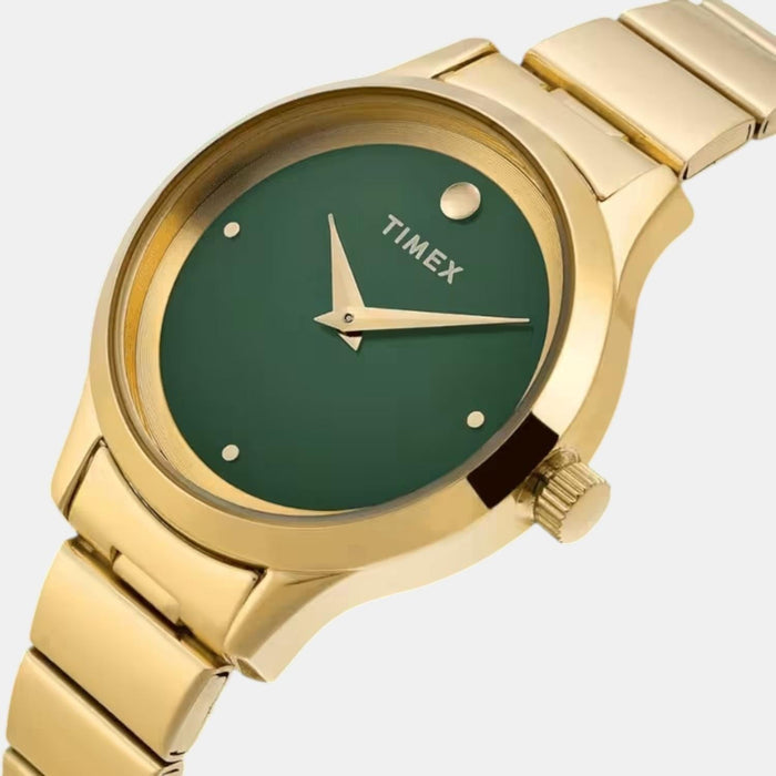 Timex Quartz Green Dial Analog Stainless Steel Women's Watch, TWTL13702