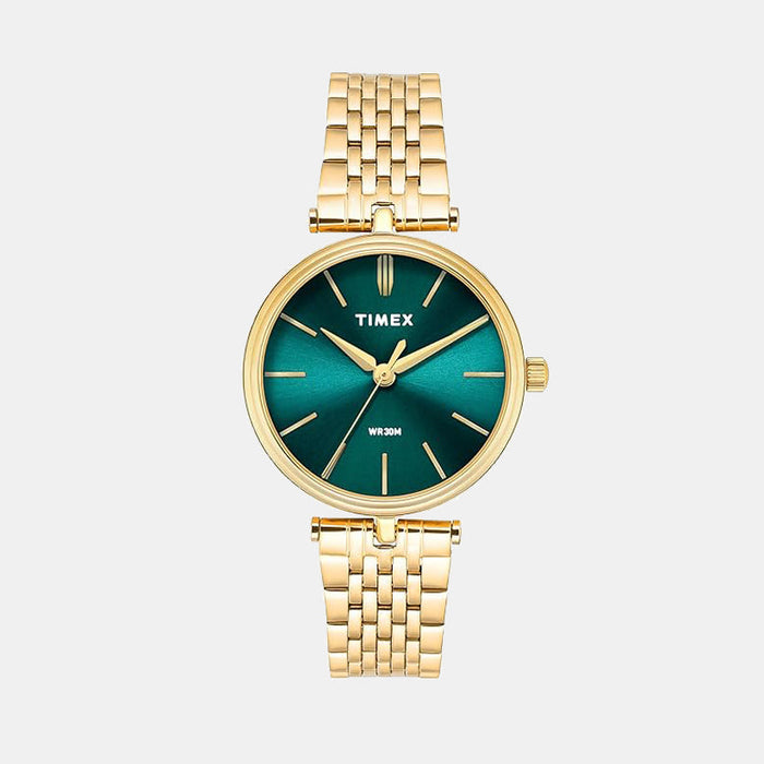 Timex Quartz Green Dial Analog Stainless Steel Women's Watch, TWTL14002