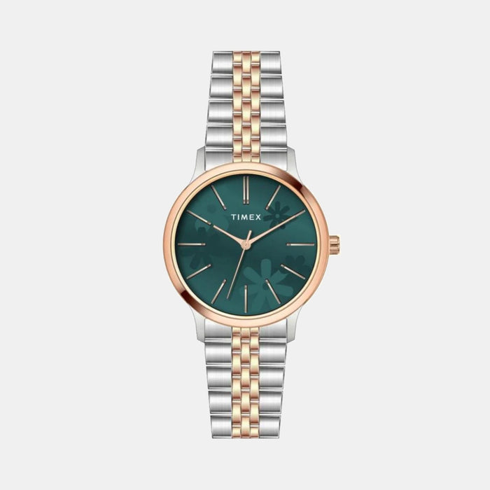 Timex Quartz Teal Dial Analog Stainless Steel Women's Watch, TWTL12315