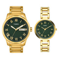 Timex Round Green Dial Analog Pair Watch, TW00PR339