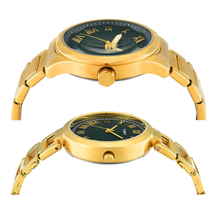 Timex Round Green Dial Analog Pair Watch, TW00PR339