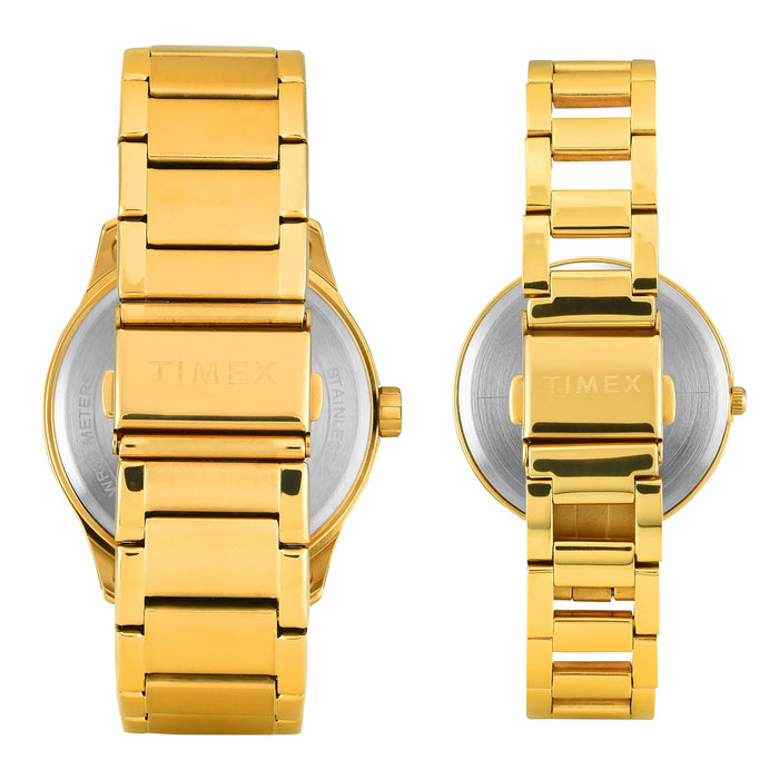 Timex Round Green Dial Analog Pair Watch, TW00PR339