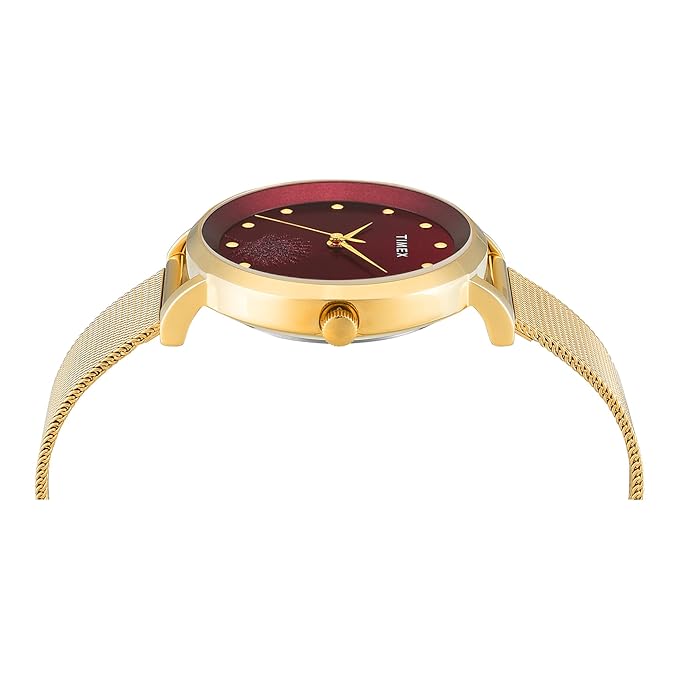 Timex Round Maroon Dial Analog Women's Watch, TWEL12923