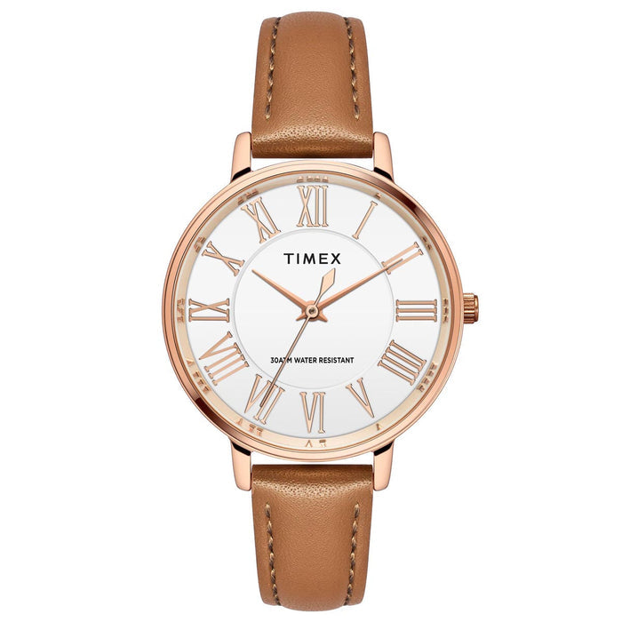 Timex Silver Round Dial Analog Women's Watch, TWEL19105