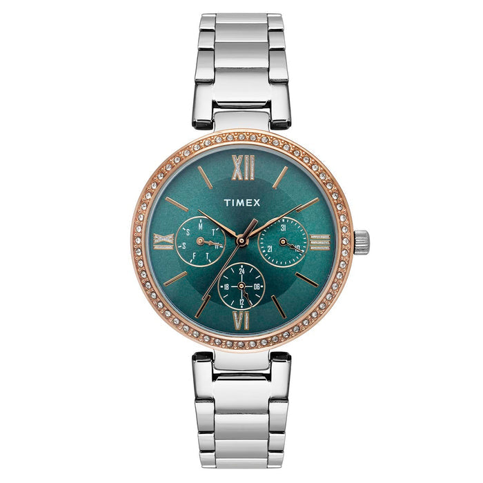 Timex Teal Round Dial Analog Women's Watch, TWEL18706